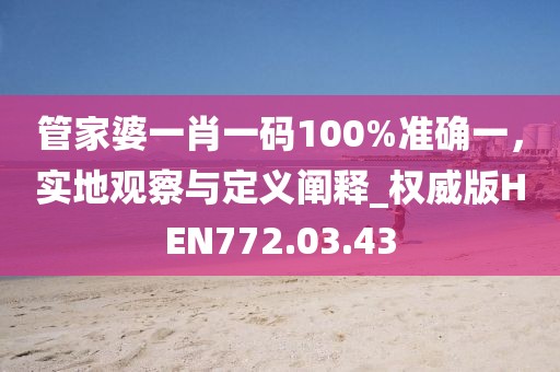 管家婆一肖一码100%准确一，实地观察与定义阐释_权威版HEN772.03.43