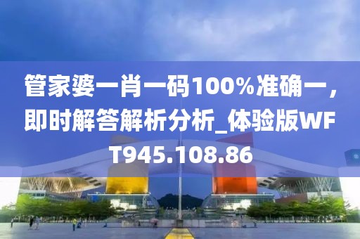 管家婆一肖一码100%准确一，即时解答解析分析_体验版WFT945.108.86