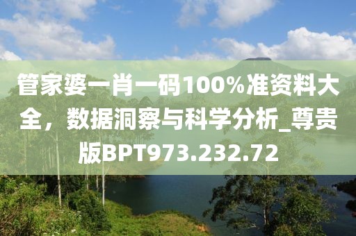 管家婆一肖一码100%准资料大全，数据洞察与科学分析_尊贵版BPT973.232.72