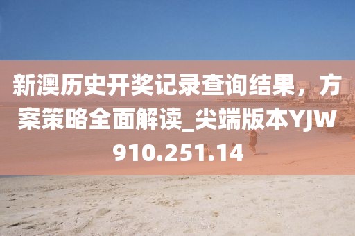 新澳历史开奖记录查询结果，方案策略全面解读_尖端版本YJW910.251.14