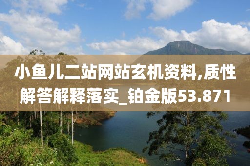 小鱼儿二站网站玄机资料,质性解答解释落实_铂金版53.871