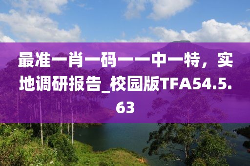 最准一肖一码一一中一特，实地调研报告_校园版TFA54.5.63