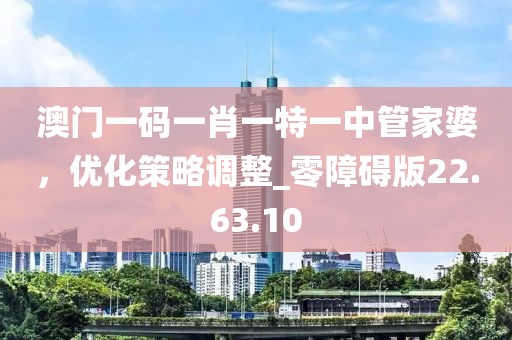 澳门一码一肖一特一中管家婆，优化策略调整_零障碍版22.63.10