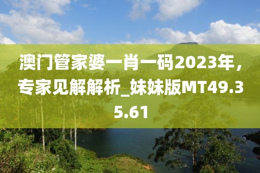 澳门管家婆一肖一码2023年，专家见解解析_妹妹版MT49.35.61
