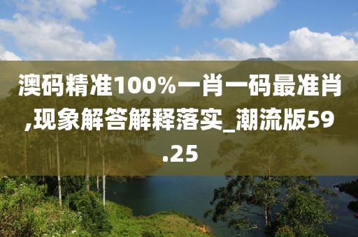 澳码精准100%一肖一码最准肖,现象解答解释落实_潮流版59.25