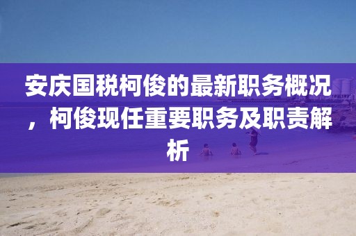 安庆国税柯俊的最新职务概况，柯俊现任重要职务及职责解析