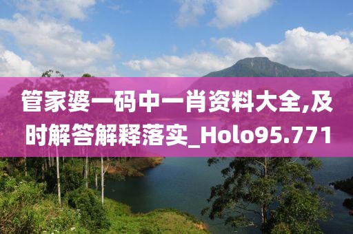 管家婆一码中一肖资料大全,及时解答解释落实_Holo95.771