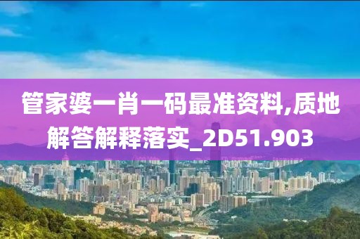 管家婆一肖一码最准资料,质地解答解释落实_2D51.903