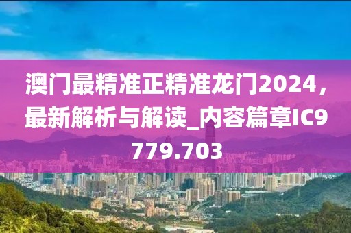 澳门最精准正精准龙门2024，最新解析与解读_内容篇章IC9779.703