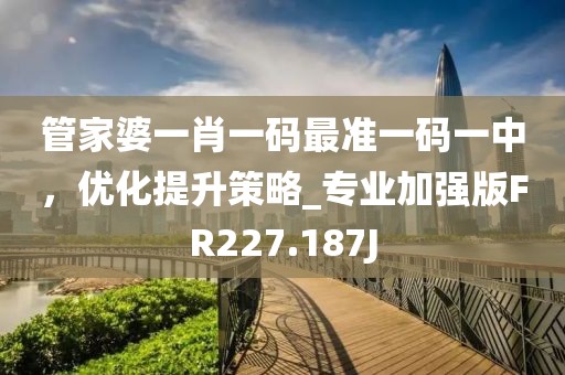 管家婆一肖一码最准一码一中，优化提升策略_专业加强版FR227.187J