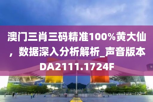 澳门三肖三码精准100%黄大仙，数据深入分析解析_声音版本DA2111.1724F