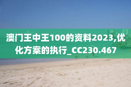 澳门王中王100的资料2023,优化方案的执行_CC230.467