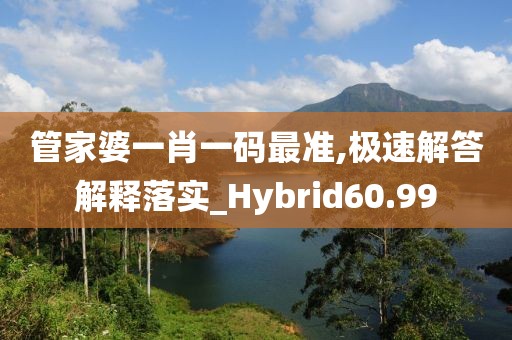管家婆一肖一码最准,极速解答解释落实_Hybrid60.99