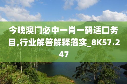 今晚澳门必中一肖一码适囗务目,行业解答解释落实_8K57.247