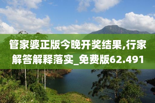 管家婆正版今晚开奖结果,行家解答解释落实_免费版62.491