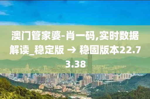 澳门管家婆-肖一码,实时数据解读_稳定版 → 稳固版本22.73.38