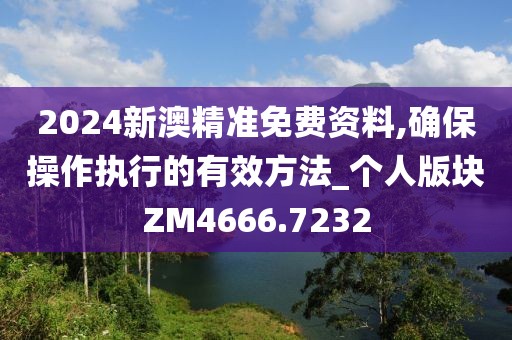 2024新澳精准免费资料,确保操作执行的有效方法_个人版块ZM4666.7232