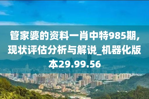 管家婆的资料一肖中特985期,现状评估分析与解说_机器化版本29.99.56
