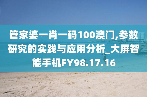 管家婆一肖一码100澳门,参数研究的实践与应用分析_大屏智能手机FY98.17.16