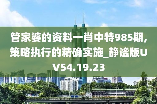 管家婆的资料一肖中特985期,策略执行的精确实施_静谧版UV54.19.23