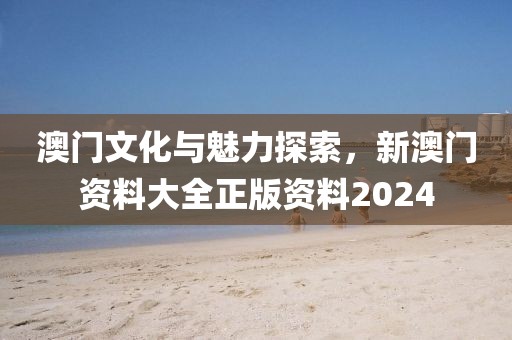澳门文化与魅力探索，新澳门资料大全正版资料2024