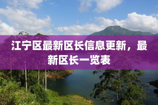 江宁区最新区长信息更新，最新区长一览表