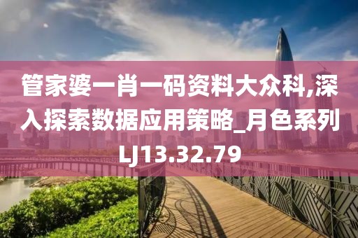 管家婆一肖一码资料大众科,深入探索数据应用策略_月色系列LJ13.32.79