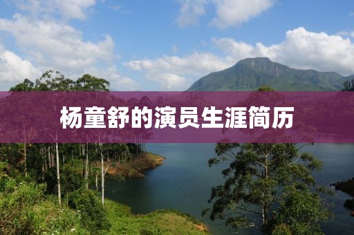 杨童舒的演员生涯简历