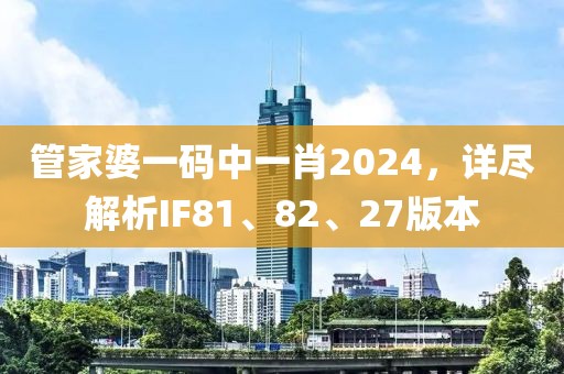 管家婆一码中一肖2024，详尽解析IF81、82、27版本