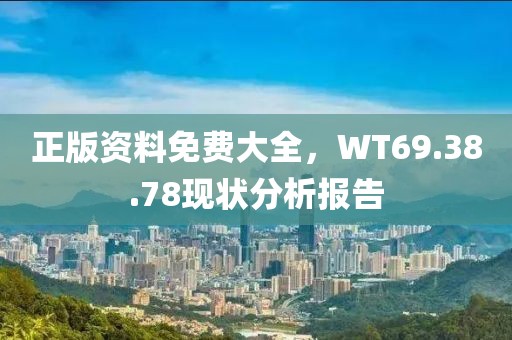 正版资料免费大全，WT69.38.78现状分析报告