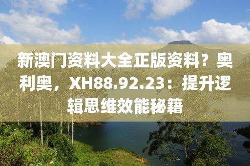 新澳门资料大全正版资料？奥利奥，XH88.92.23：提升逻辑思维效能秘籍