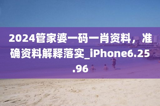 2024管家婆一码一肖资料，准确资料解释落实_iPhone6.25.96
