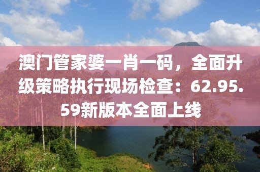 澳门管家婆一肖一码，全面升级策略执行现场检查：62.95.59新版本全面上线