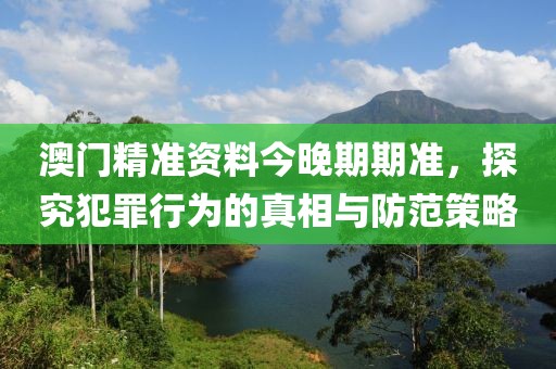 澳门精准资料今晚期期准，探究犯罪行为的真相与防范策略