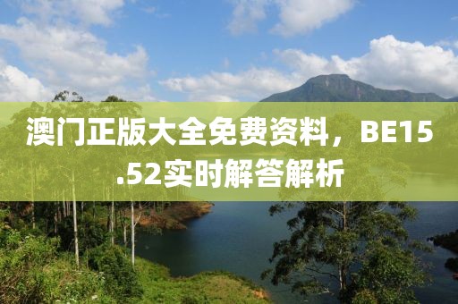 澳门正版大全免费资料，BE15.52实时解答解析