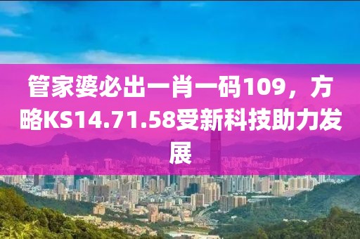管家婆必出一肖一码109，方略KS14.71.58受新科技助力发展