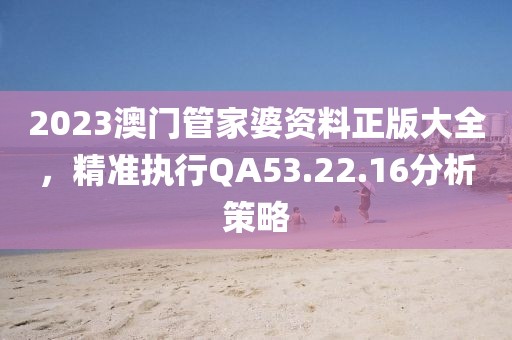 2023澳门管家婆资料正版大全，精准执行QA53.22.16分析策略