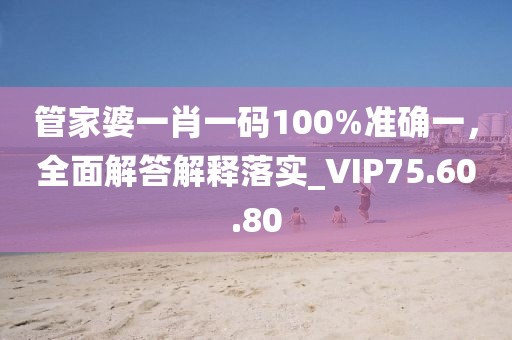 管家婆一肖一码100%准确一，全面解答解释落实_VIP75.60.80