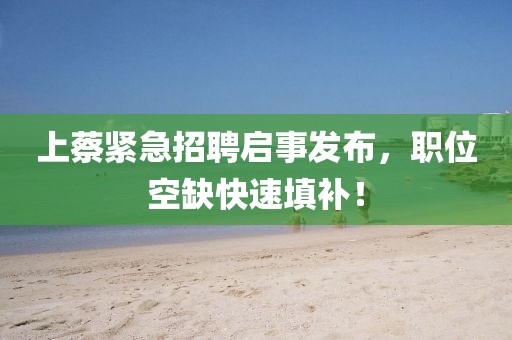 上蔡紧急招聘启事发布，职位空缺快速填补！