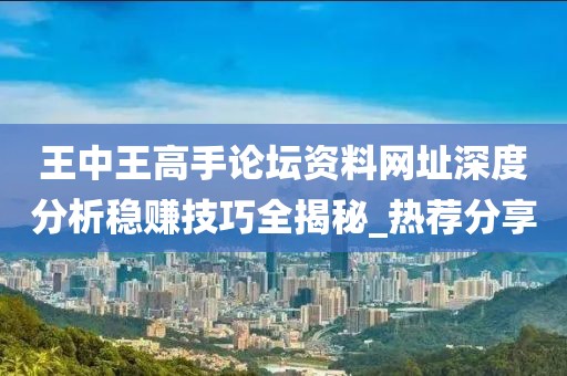 王中王高手论坛资料网址深度分析稳赚技巧全揭秘_热荐分享