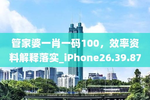 管家婆一肖一码100，效率资料解释落实_iPhone26.39.87