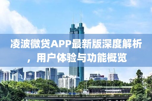 凌波微贷APP最新版深度解析，用户体验与功能概览