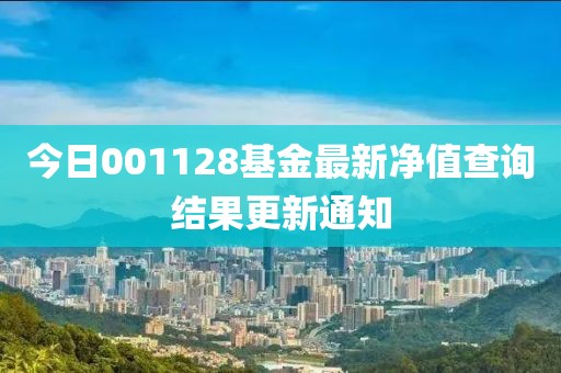 今日001128基金最新净值查询结果更新通知