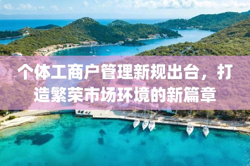 个体工商户管理新规出台，打造繁荣市场环境的新篇章