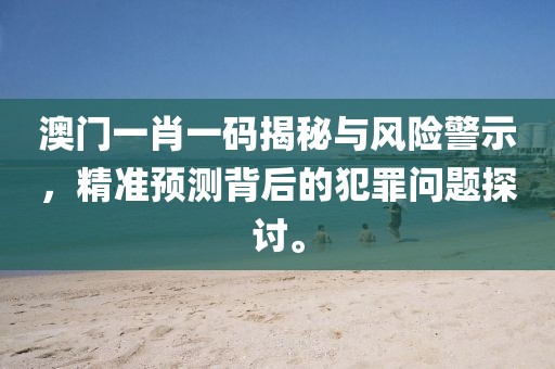 澳门一肖一码揭秘与风险警示，精准预测背后的犯罪问题探讨。