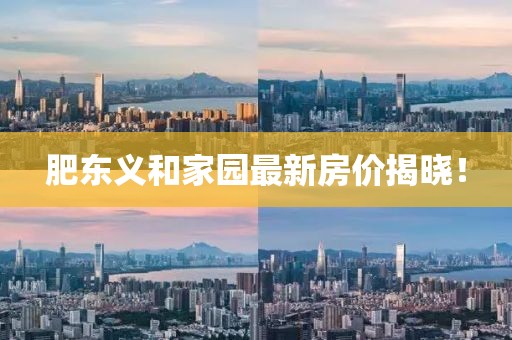 肥东义和家园最新房价揭晓！