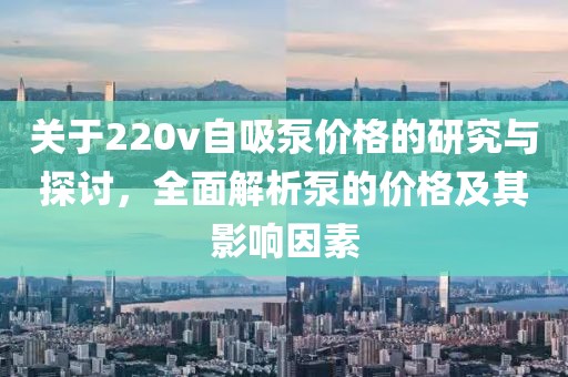 关于220v自吸泵价格的研究与探讨，全面解析泵的价格及其影响因素