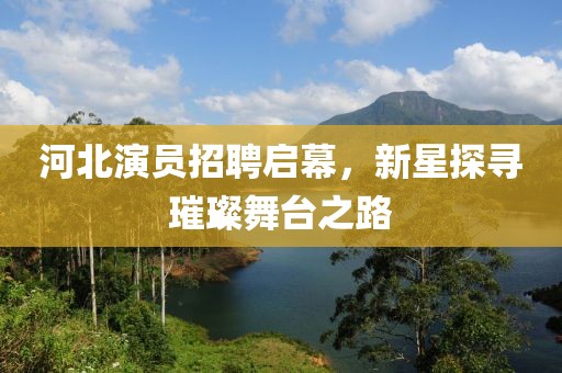 河北演员招聘启幕，新星探寻璀璨舞台之路