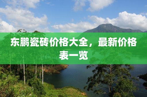 东鹏瓷砖价格大全，最新价格表一览