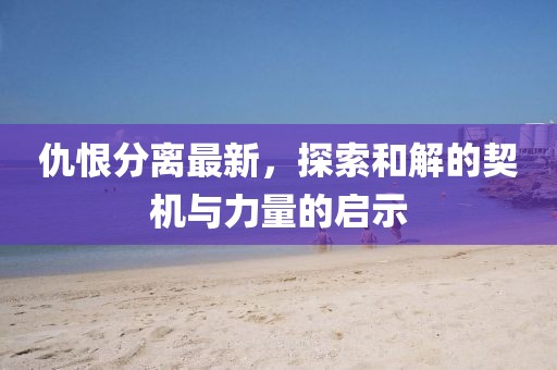 仇恨分离最新，探索和解的契机与力量的启示